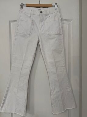 FRAME Le Slim Palazzo Modernist Pocket Jeans - Blanc White Size 26
